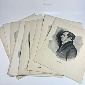 Antique Engraved Portrait Print Lot Irish History Robert Emmet 9pc